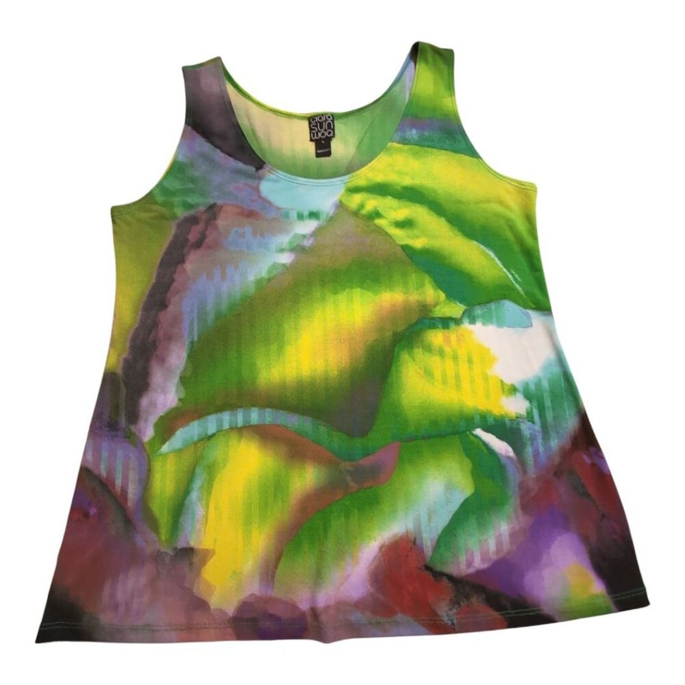 Clara Sunwoo 2 piece Tunic and Tank Top Set Large Art to Wear Lagenlook Artsy - Picture 2 of 13
